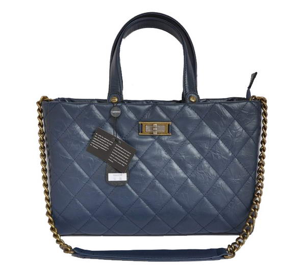 Replica Chanel Glazed Crackled Calfskin Tote Bag A66818 Blue On Sale